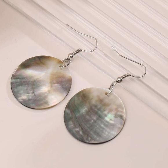 GlitzBlitz Boutique Jewelry - Any 2/$20! Natural Abalone Shell Disc Drop Earrings